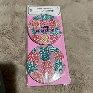Pineapple Car Coasters - Pink and Green